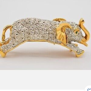 Estate HUGE ELEPHANT Rhinestone Pin BROOCH Worn on Shoulder